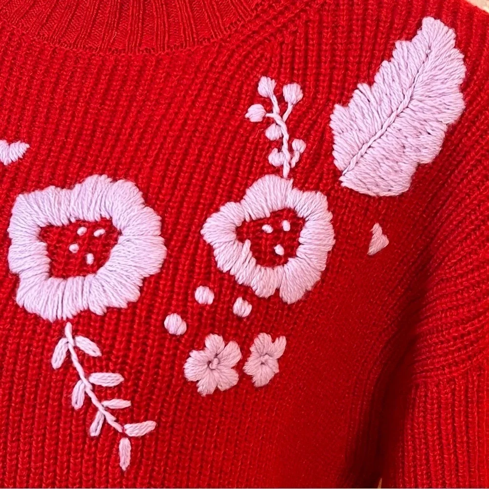NWOT Le Lion Roncade Virgin Wool Floral Print Pullover Sweater Sz-S